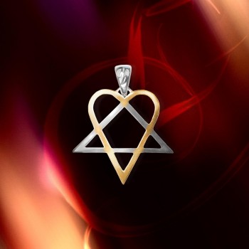 Амулет Хертаграмма Звезда Сердце Серебро целое + позолота Подвеска Кулон
